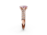 Rose gold Fancy Pink Oval  Solitaire Chevron Pave Diamond Engagement Ring with Six-Prong Setting_5