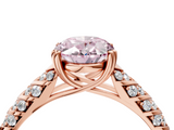 Rose gold Fancy Pink Oval  Solitaire Chevron Pave Diamond Engagement Ring with Six-Prong Setting_7