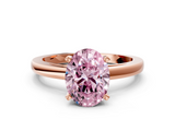 Rose gold Fancy Pink Oval  Solitaire Diamond Engagement Ring with Four-Prong Setting on a Classic Band_3
