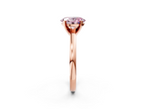Rose gold Fancy Pink Oval  Solitaire Diamond Engagement Ring with Four-Prong Setting on a Classic Band_5