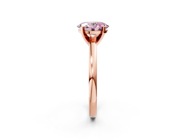 Rose gold Fancy Pink Oval  Solitaire Diamond Engagement Ring with Four-Prong Setting on a Classic Band