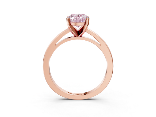 Rose gold Fancy Pink Oval  Solitaire Diamond Engagement Ring with Four-Prong Setting on a Classic Band