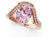 Rose gold Fancy Pink Oval  Solitaire Diamond Engagement Ring with Pave Band and Four-Prong Setting 2