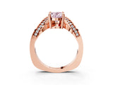 Rose gold Fancy Pink Oval  Solitaire Diamond Engagement Ring with Pave Band and Four-Prong Setting 4