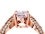 Rose gold Fancy Pink Oval  Solitaire Diamond Engagement Ring with Pave Band and Four-Prong Setting 5