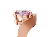 Rose gold Fancy Pink Oval  Solitaire Diamond Engagement Ring with Pave Band and Four-Prong Setting