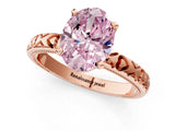 Rose gold Fancy Pink Oval  Solitaire Diamond Engagement Ring with XO Engraved Band and Four-Prong Setting 2