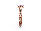 Rose gold Fancy Pink Oval  Solitaire Diamond Engagement Ring with XO Engraved Band and Four-Prong Setting 3
