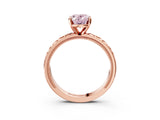 Rose gold Fancy Pink Oval  Solitaire Diamond Engagement Ring with XO Engraved Band and Four-Prong Setting 4
