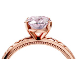 Rose gold Fancy Pink Oval  Solitaire Diamond Engagement Ring with XO Engraved Band and Four-Prong Setting 5