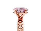 Rose gold Fancy Pink Oval  Solitaire Diamond Engagement Ring with XO Engraved Band and Four-Prong Setting