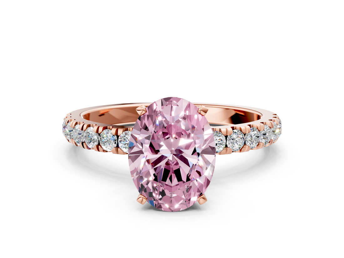 Rose gold Fancy Pink Oval  Solitaire Diamond Pavé Band with Four-Prong Setting_28