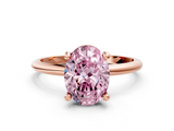 Rose gold Fancy Pink Oval  Solitaire Diamond Ring with 4-Prong Setting on a Classic Band_3