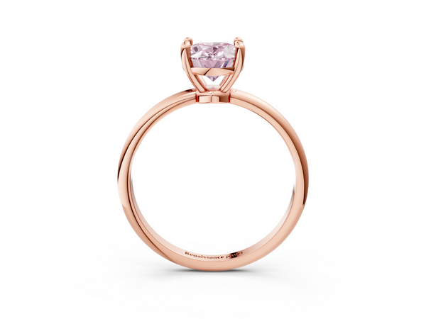 Rose gold Fancy Pink Oval  Solitaire Diamond Ring with 4-Prong Setting on a Classic Band