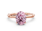 Rose gold Fancy Pink Oval  Solitaire Diamond Ring with Bamboo Band and Four-Prong Setting_43
