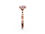 Rose gold Fancy Pink Oval  Solitaire Diamond Ring with Bamboo Band and Four-Prong Setting_45