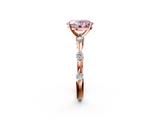 Rose gold Fancy Pink Oval  Solitaire Diamond Ring with Bezel Set Side Stones and Prong Setting_5