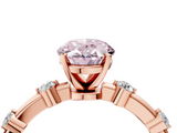 Rose gold Fancy Pink Oval  Solitaire Diamond Ring with Bezel Set Side Stones and Prong Setting_7