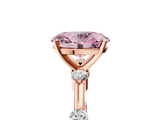 Rose gold Fancy Pink Oval  Solitaire Diamond Ring with Bezel Set Side Stones and Prong Setting_8