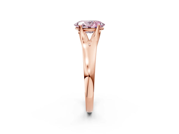 Rose gold Fancy Pink Oval  Solitaire Diamond Ring with Cathedral Band and Four-Prong Setting