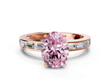 Rose gold Fancy Pink Oval  Solitaire Diamond Ring with Channel-Set Baguette Band and Four-Prong Setting_66