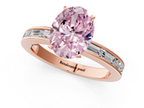 Rose gold Fancy Pink Oval  Solitaire Diamond Ring with Channel-Set Baguette Band and Four-Prong Setting_67