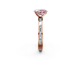 Rose gold Fancy Pink Oval  Solitaire Diamond Ring with Channel-Set Baguette Band and Four-Prong Setting_68