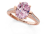 Rose gold Fancy Pink Oval  Solitaire Diamond Ring with Channel Set Band and Bezel Prong Setting_62