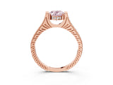 Rose gold Fancy Pink Oval  Solitaire Diamond Ring with Channel Set Band and Bezel Prong Setting_64