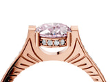 Rose gold Fancy Pink Oval  Solitaire Diamond Ring with Channel Set Band and Bezel Prong Setting_65
