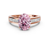 Rose gold Fancy Pink Oval  Solitaire Diamond Ring with Channel-Set Band and Four-Prong Setting_3
