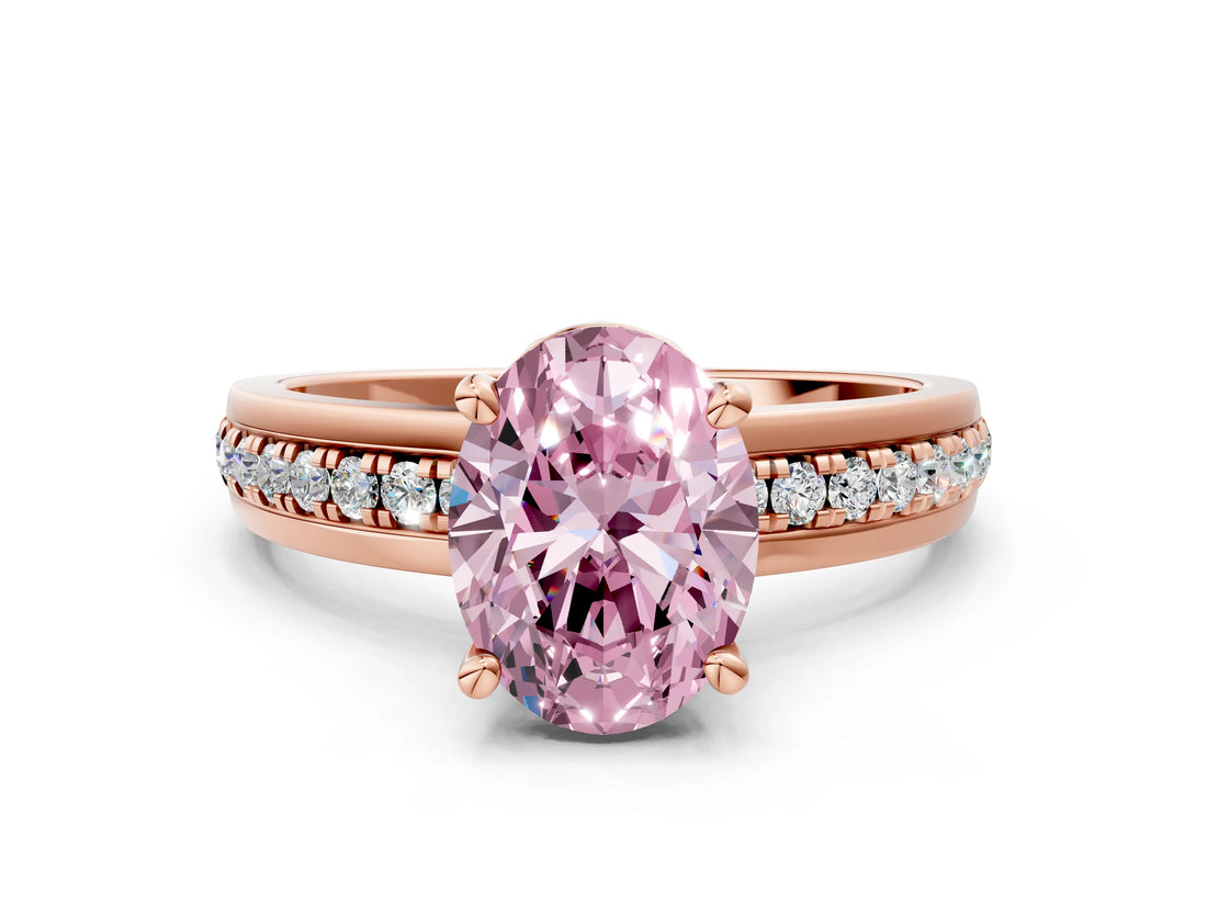 Rose gold Fancy Pink Oval  Solitaire Diamond Ring with Channel Set Band and Six-Prong Setting_48