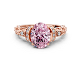 Rose gold Fancy Pink Oval  Solitaire Diamond Ring with Filigree Band and Four-Prong Setting_60