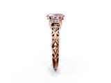 Rose gold Fancy Pink Oval  Solitaire Diamond Ring with Filigree Band and Four-Prong Setting_62