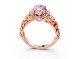 Rose gold Fancy Pink Oval  Solitaire Diamond Ring with Filigree Band and Four-Prong Setting_63