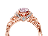 Rose gold Fancy Pink Oval  Solitaire Diamond Ring with Filigree Band and Four-Prong Setting_64