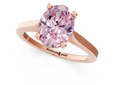 Rose gold Fancy Pink Oval  Solitaire Diamond Ring with Four-Prong Setting and Tapered Band 2
