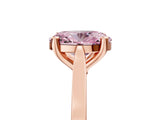 Rose gold Fancy Pink Oval  Solitaire Diamond Ring with Four-Prong Setting and Tapered Band
