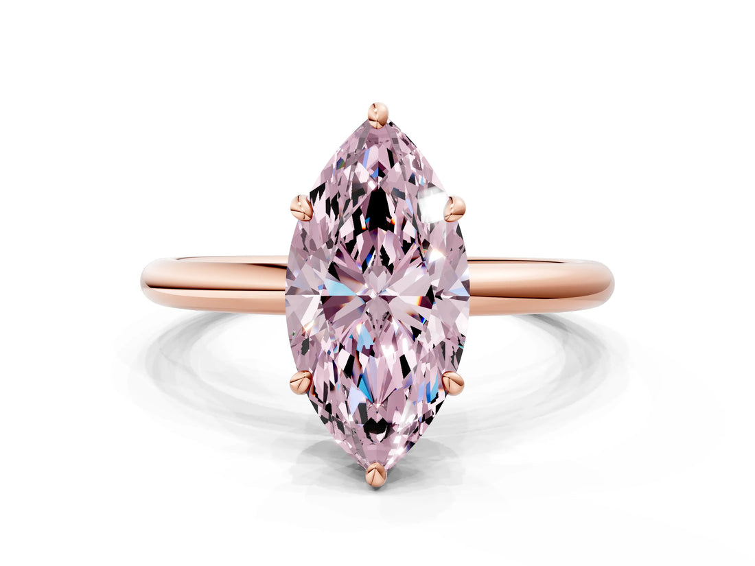 Rose gold Fancy Pink Oval  Solitaire Diamond Ring with Four-Prong Setting on a Plain Band_20