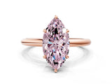 Rose gold Fancy Pink Oval  Solitaire Diamond Ring with Four-Prong Setting on a Plain Band_20