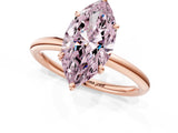 Rose gold Fancy Pink Oval  Solitaire Diamond Ring with Four-Prong Setting on a Plain Band_21