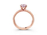 Rose gold Fancy Pink Oval  Solitaire Diamond Ring with Milgrain and Black Enamel X Pattern Band_207