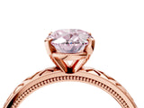 Rose gold Fancy Pink Oval  Solitaire Diamond Ring with Milgrain and Black Enamel X Pattern Band_208