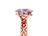 Rose gold Fancy Pink Oval  Solitaire Diamond Ring with Milgrain and Black Enamel X Pattern Band_209