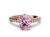 Rose gold Fancy Pink Oval  Solitaire Diamond Ring with Pavé Band and Four-Prong Setting_79