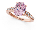 Rose gold Fancy Pink Oval  Solitaire Diamond Ring with Pavé Band and Four-Prong Setting_80
