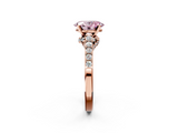 Rose gold Fancy Pink Oval  Solitaire Diamond Ring with Pavé Band and Four-Prong Setting_81