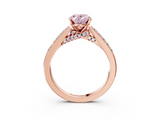 Rose gold Fancy Pink Oval  Solitaire Diamond Ring with Pavé Band and Four-Prong Setting_82