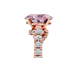 Rose gold Fancy Pink Oval  Solitaire Diamond Ring with Pavé Band and Four-Prong Setting_84