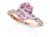 Rose gold Fancy Pink Oval  Solitaire Diamond Ring with Pave Band and Four-Prong Setting_247